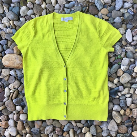 LOFT Sweaters - Ann Taylor Loft Green Short Sleeve Cardigan Small